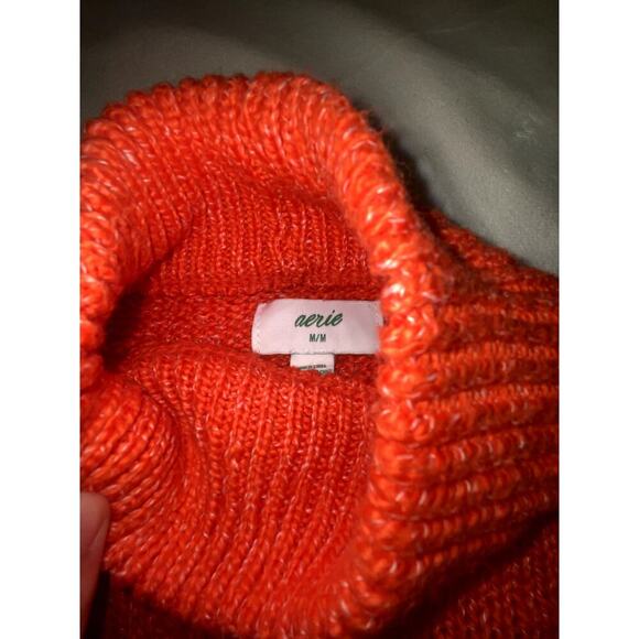 Aerie Womens Red Knit Colorblock Mock Neck Sweater Size M - Picture 4 of 7